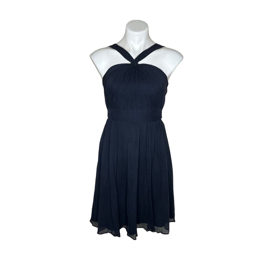 J. CREW Silk Halter Mini Dress Navy #49388 Size 2
